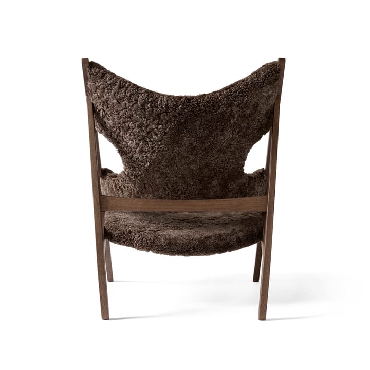 Knitting loungelænestol, fåreskind curly root mørkebrun, understel i mørkbejdset eg Audo Copenhagen