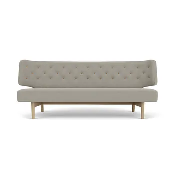 Radiohus Sofa Fully Upholstered RE-WOOL PC1T Global HR BUTTONS Vegetal 4-Legs Base - Re-wool 218-natur eg, læderknapper, 2-personers - Audo Copenhagen