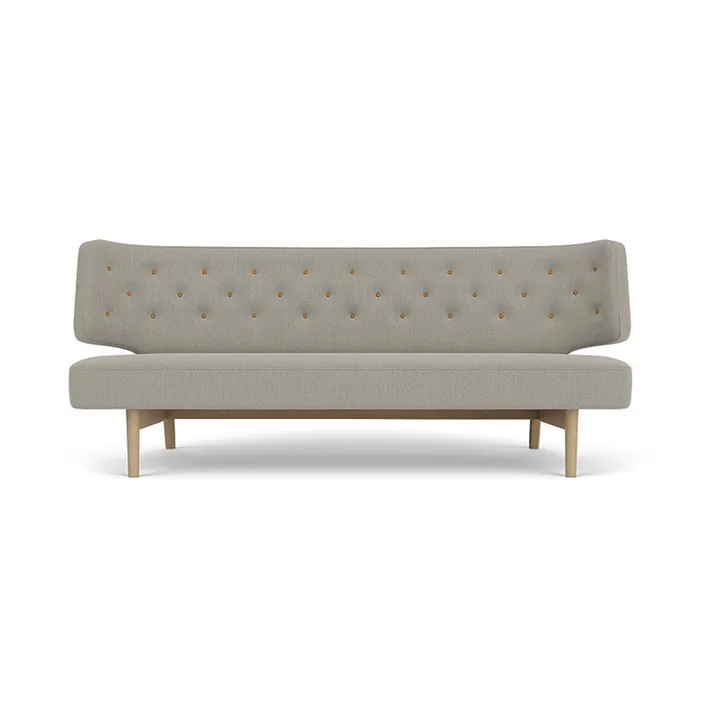 Radiohus Sofa Fully Upholstered RE-WOOL PC1T Global HR BUTTONS Vegetal 4-Legs Base - Re-wool 218-natur eg, læderknapper, 2-personers - Audo Copenhagen