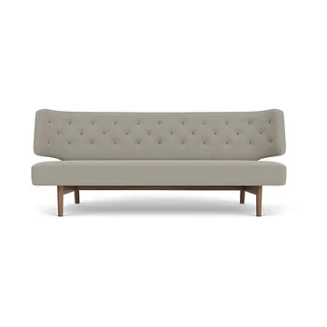 Radiohus Sofa Fully Upholstered RE-WOOL PC1T Global HR BUTTONS Vegetal 4-Legs Base - Re-wool 218-valnød, læderknapper, 2-personers - Audo Copenhagen