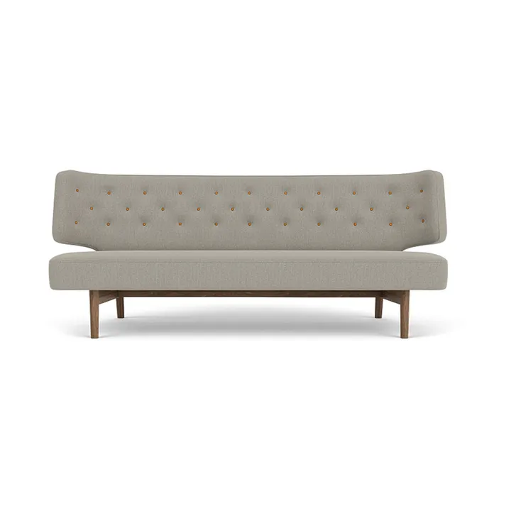 Radiohus Sofa Fully Upholstered RE-WOOL PC1T Global HR BUTTONS Vegetal 4-Legs Base - Re-wool 218-valnød, læderknapper, 2-personers - Audo Copenhagen