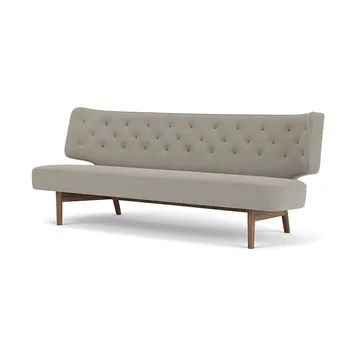 Radiohus Sofa Fully Upholstered RE-WOOL PC1T Global HR BUTTONS Vegetal 4-Legs Base - Re-wool 218-valnød, læderknapper, 2-personers - Audo Copenhagen