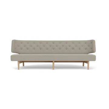 Radiohus Sofa Fully Upholstered RE-WOOL PC1T Global HR BUTTONS Vegetal 4-Legs Base - Re-wool 218-natur eg, læderknapper, 3-personers - Audo Copenhagen