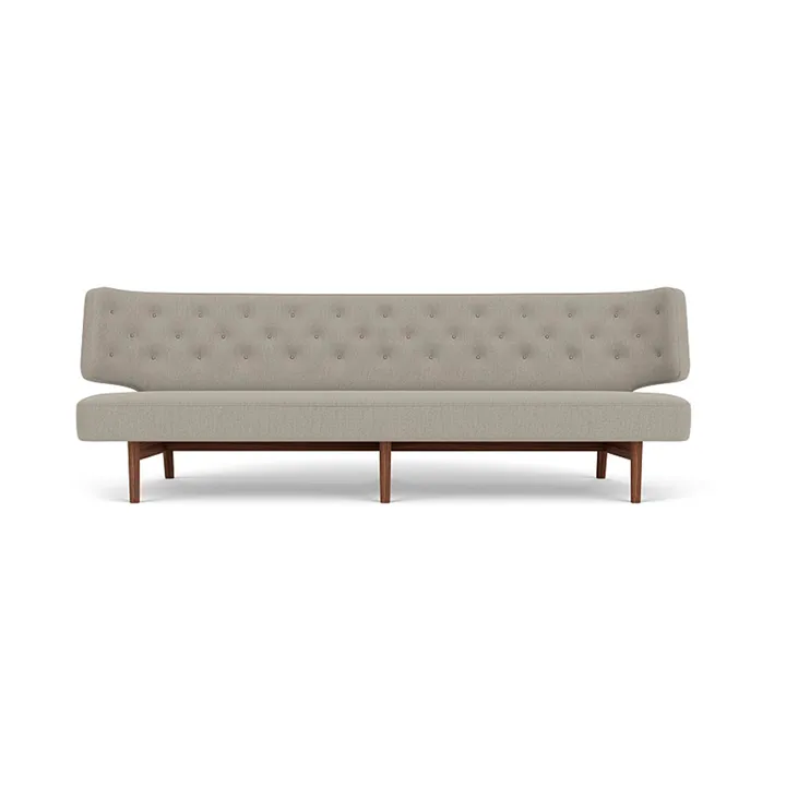 Radiohus Sofa Fully Upholstered RE-WOOL PC1T Global HR BUTTONS Vegetal 4-Legs Base - Re-wool 218-valnød, læderknapper, 3-personers - Audo Copenhagen