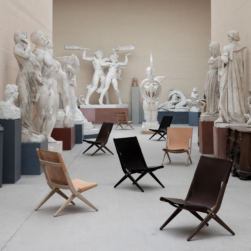 Saxe lænestol, Læder natur, sæbebehandlet stel i eg Audo Copenhagen