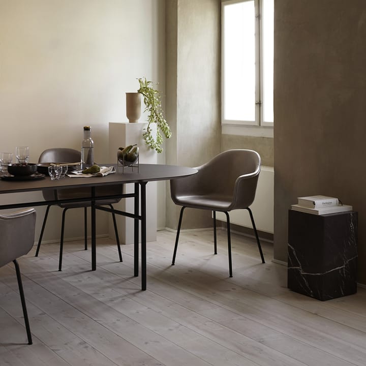 Snaregade Oval spisebord ovalt, charcoal linoleum, sort understel i stål Audo Copenhagen