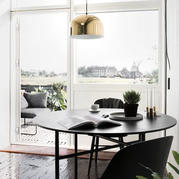 Snaregade Round spisebord rundt - charcoal linoleum, Ø120 cm, sort understel i stål - Audo Copenhagen