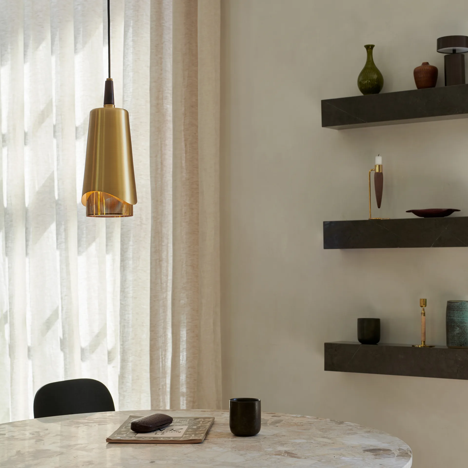 Umanoff pendel, Poleret messing/Valnød Audo Copenhagen