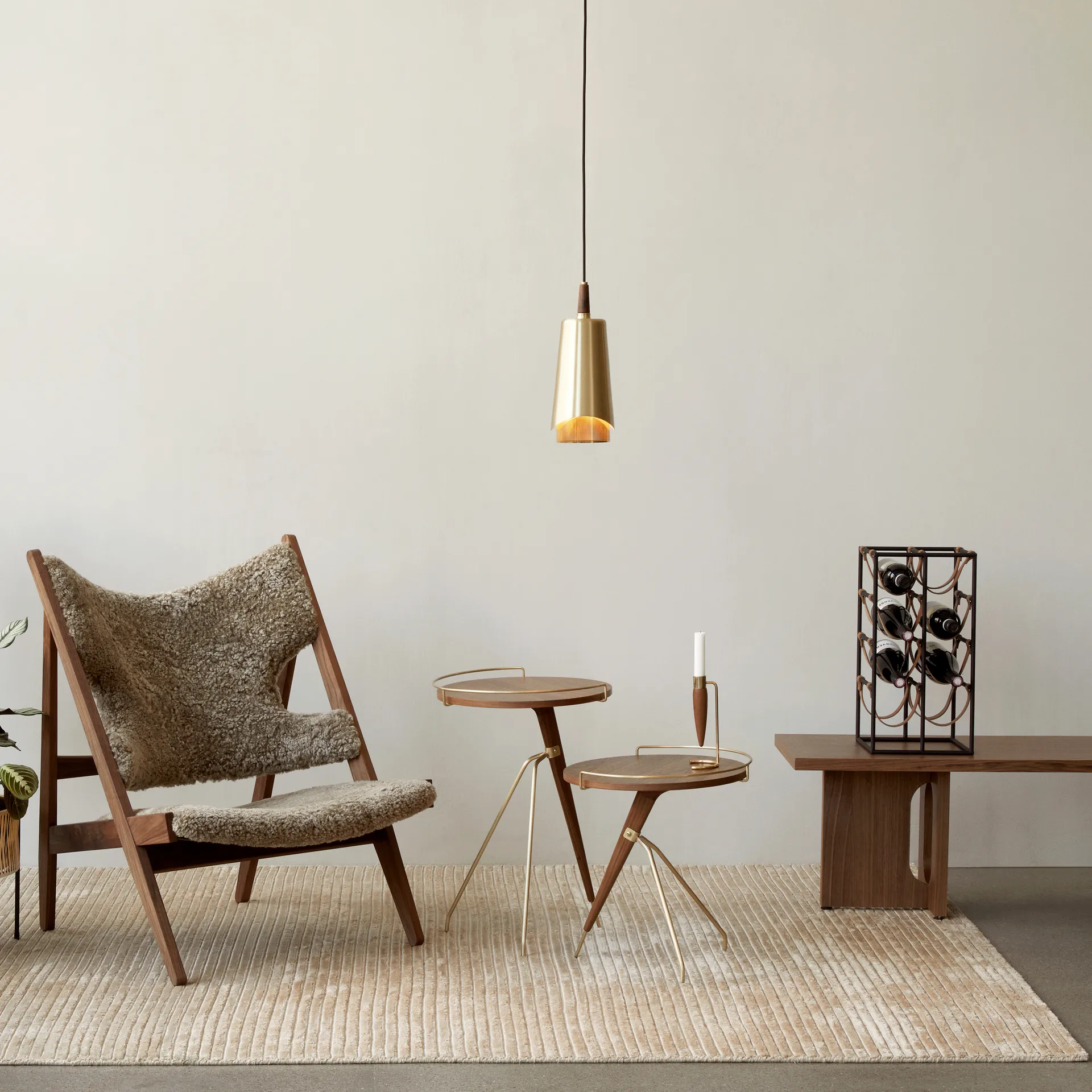 Umanoff pendel, Poleret messing/Valnød Audo Copenhagen