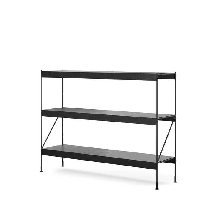 Zet hyldesystem, oak black stained, 1x3, black steel base Audo Copenhagen