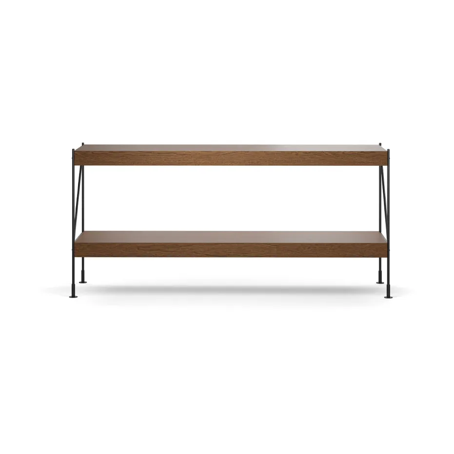 Zet hyldesystem, oak dark stained, 1x2, black steel base Audo Copenhagen