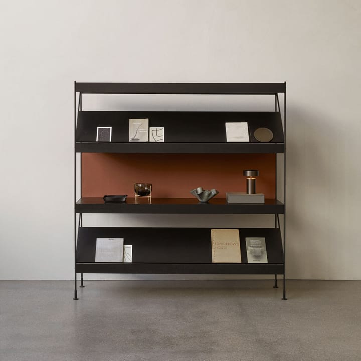 Zet hyldesystem, oak dark stained, 1x2, black steel base Audo Copenhagen