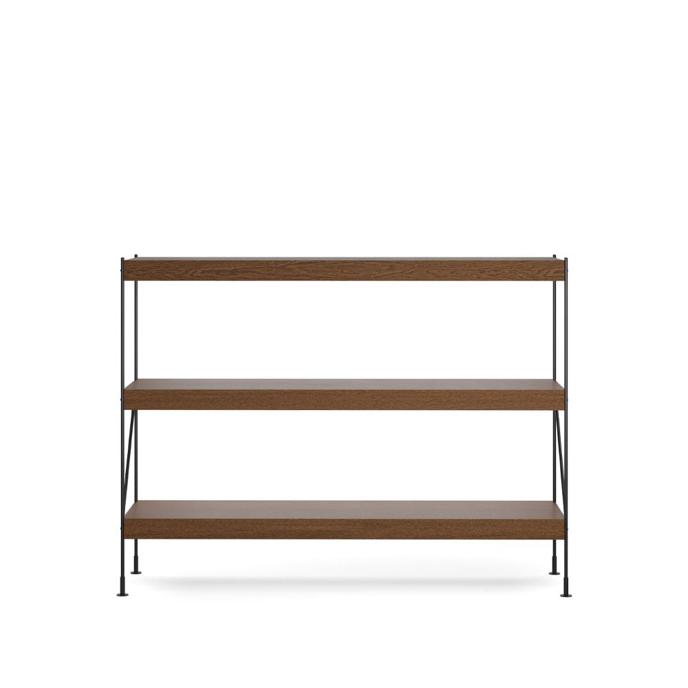 Audo Copenhagen Zet hyldesystem oak dark stained, 1x3, black steel base