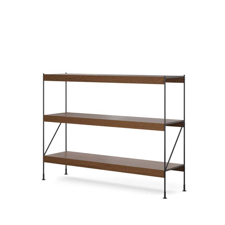 Zet hyldesystem, oak dark stained, 1x3, black steel base Audo Copenhagen