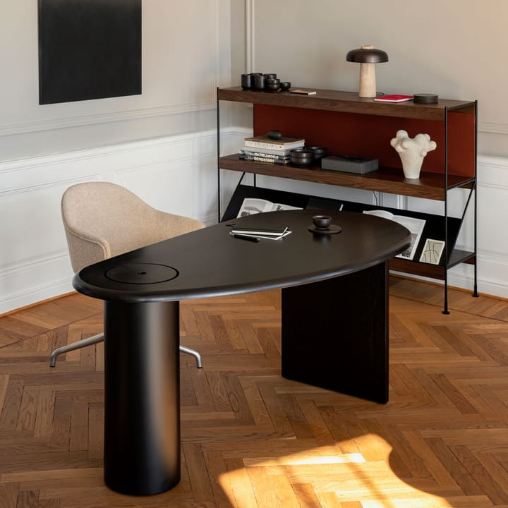Zet hyldesystem, oak dark stained, 1x3, black steel base Audo Copenhagen