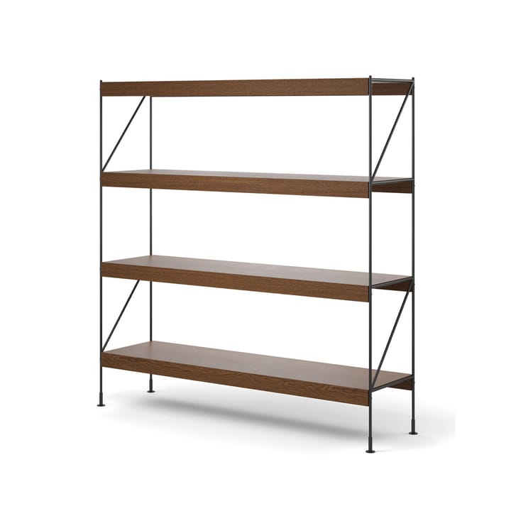 Zet hyldesystem, oak dark stained, 1x4, black steel base Audo Copenhagen