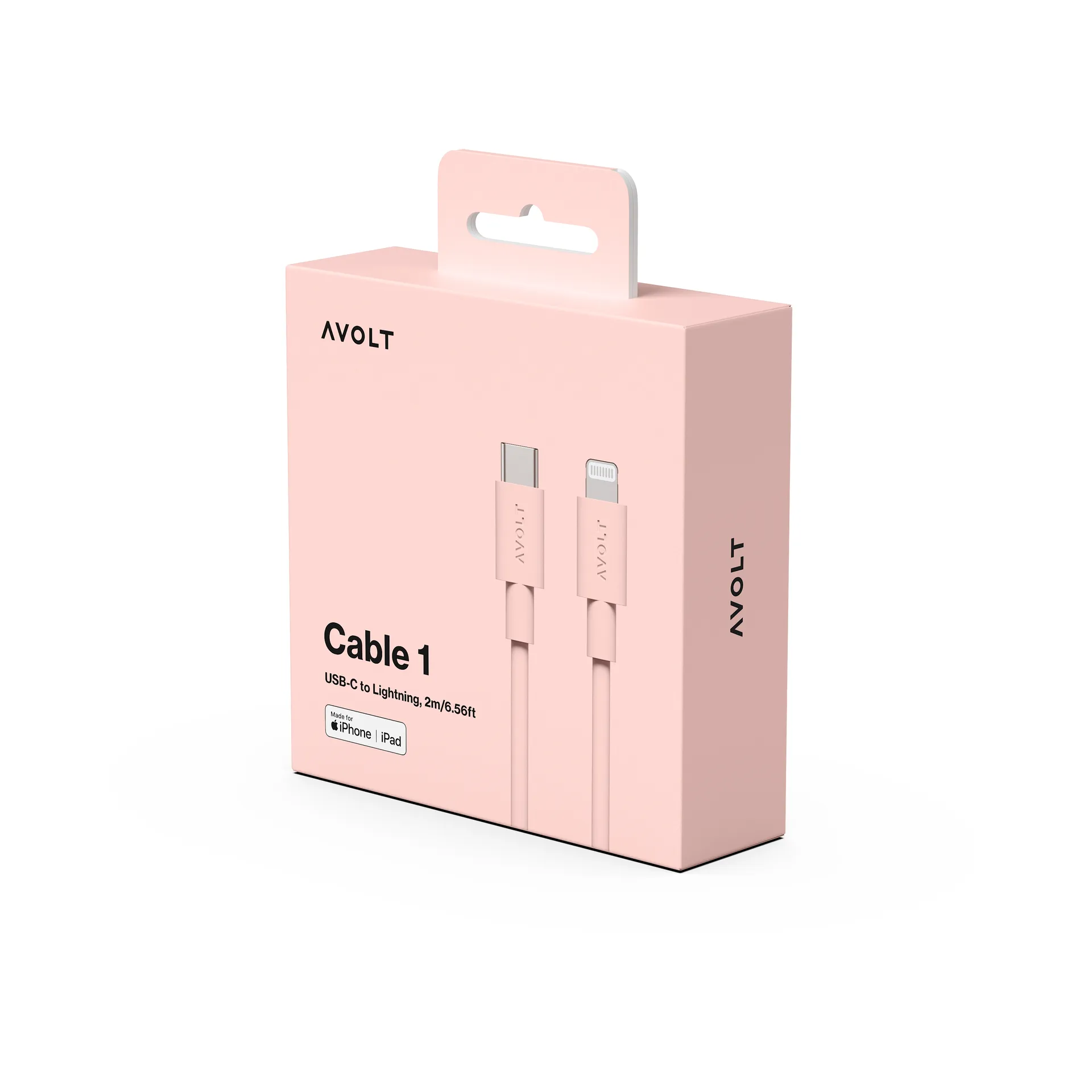 Cable 1 USB C til Lightning ladekabel 2m, New Pink Avolt