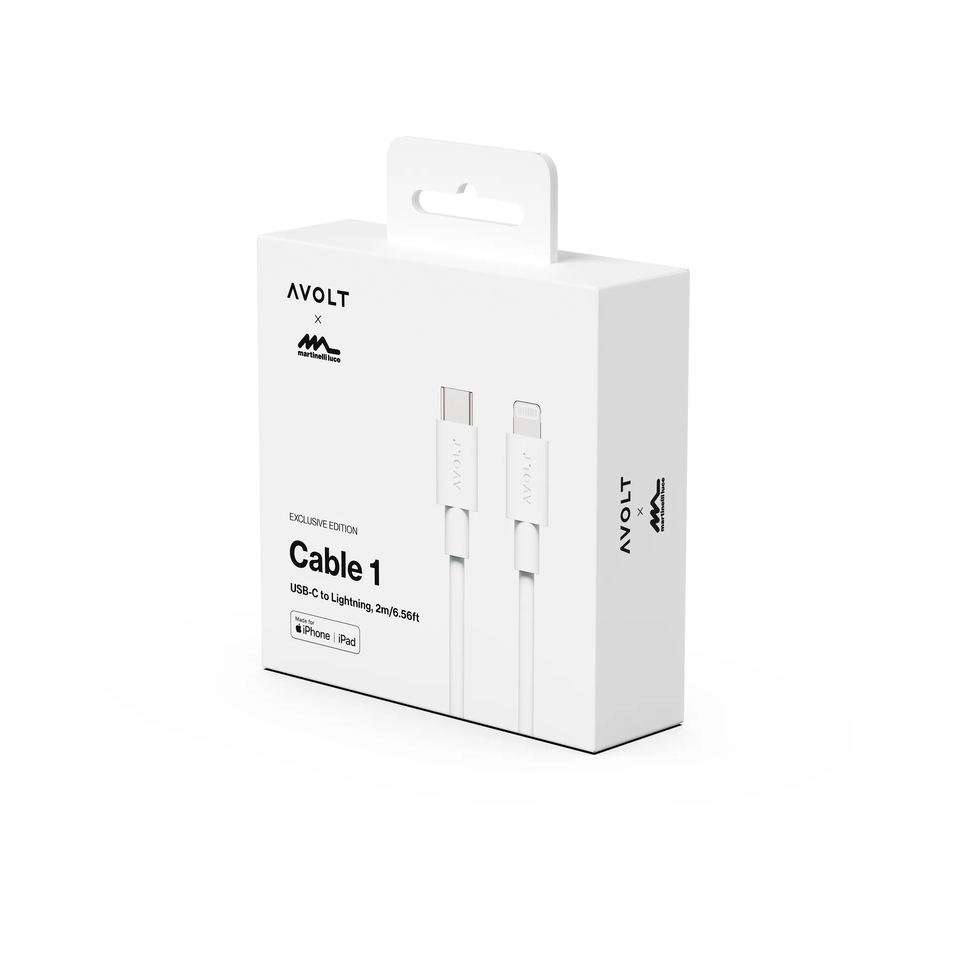 Cable 1 USB C til Lightning ladekabel 2m, White Martinelli Luce Edition Avolt