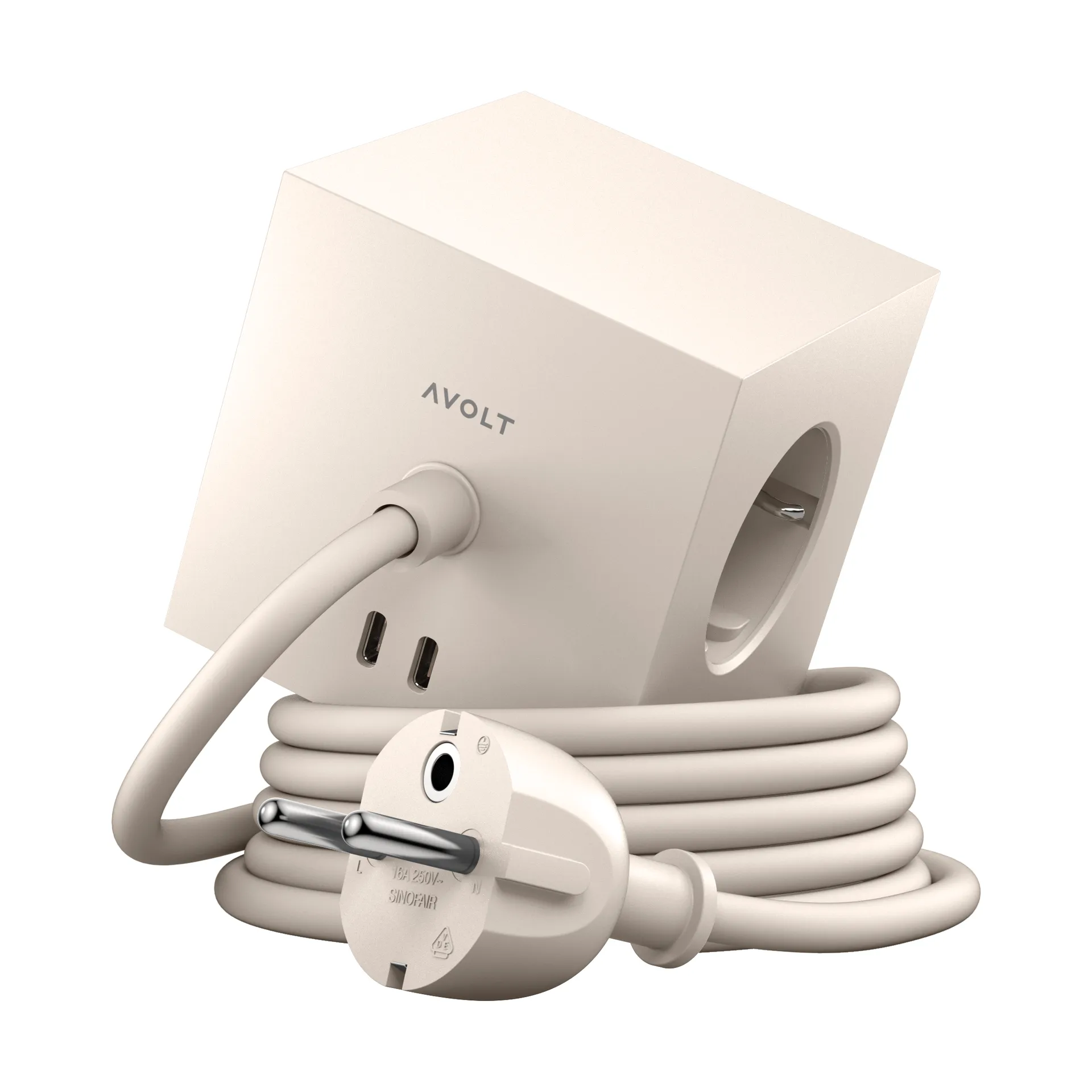 Square 1 stikdåse USB-C 30W 1,8 m, Nomad sand Avolt