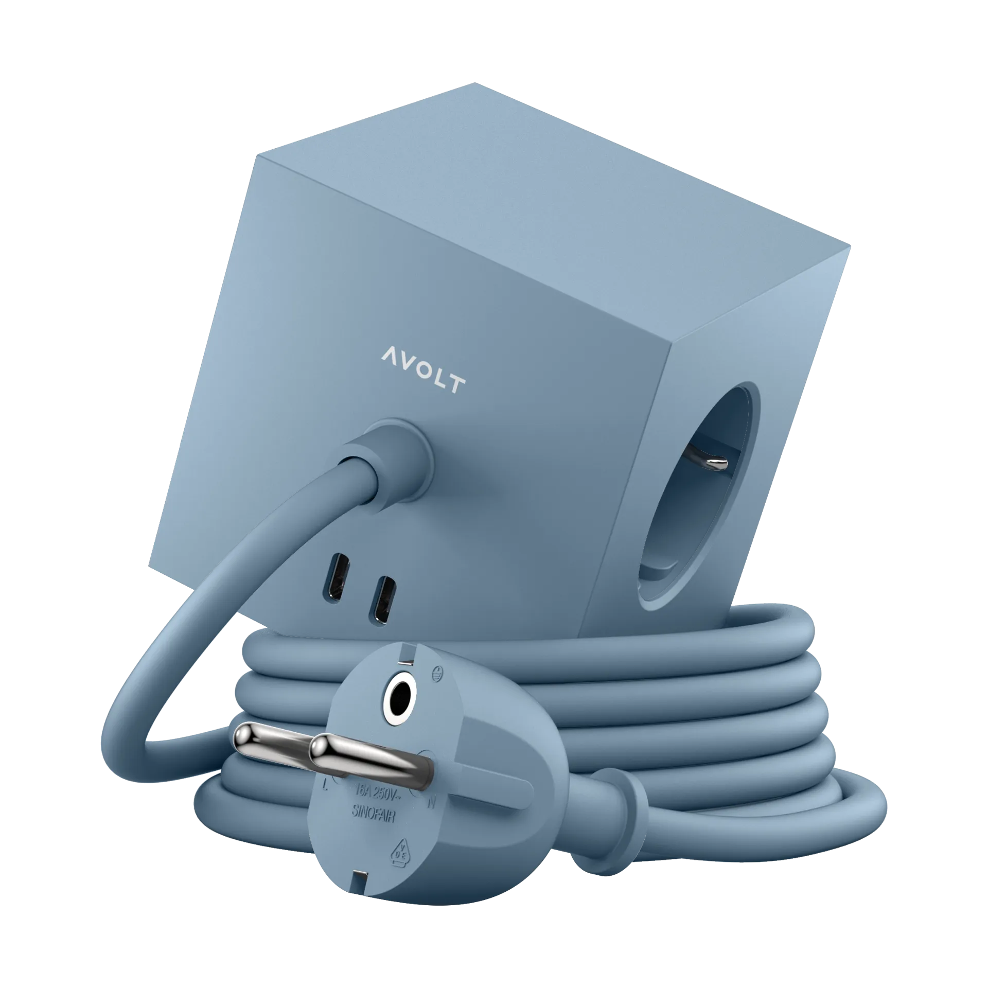 Square 1 stikdåse USB-C 30W 1,8 m, Shark blue Avolt