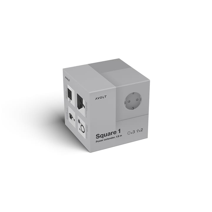 Square 1 stikkkontakt, gotland grey Avolt