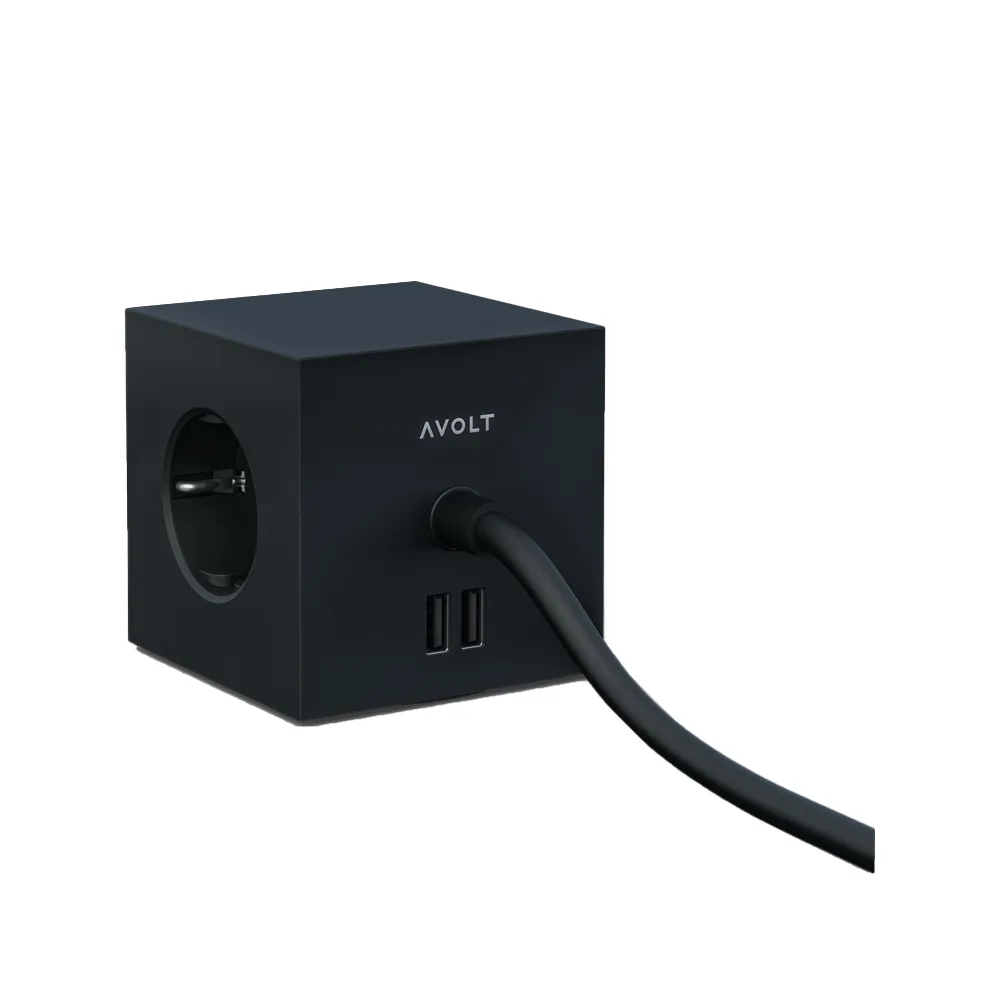 Square 1 stikkkontakt, stockholm black Avolt