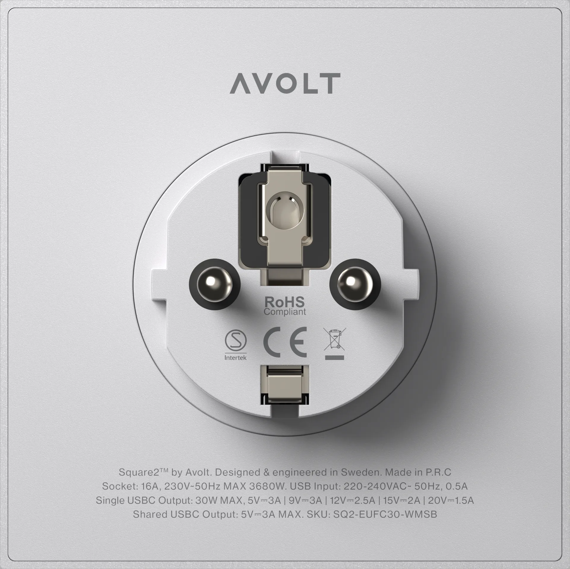 Square 2 stikdåse, Gotland Grey Avolt