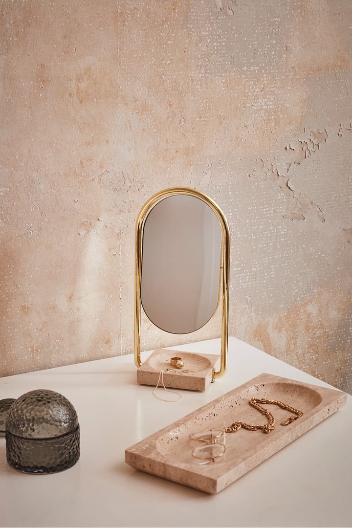 ANGUI bordspejl 17,2x35 cm, Gold/Travertine AYTM