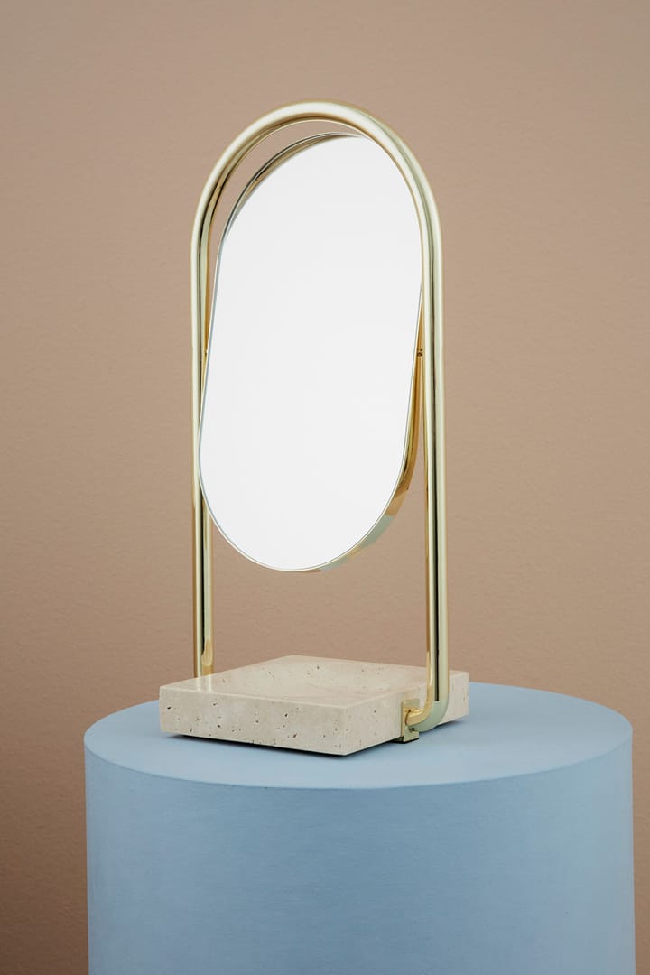ANGUI bordspejl 17,2x35 cm, Gold/Travertine AYTM