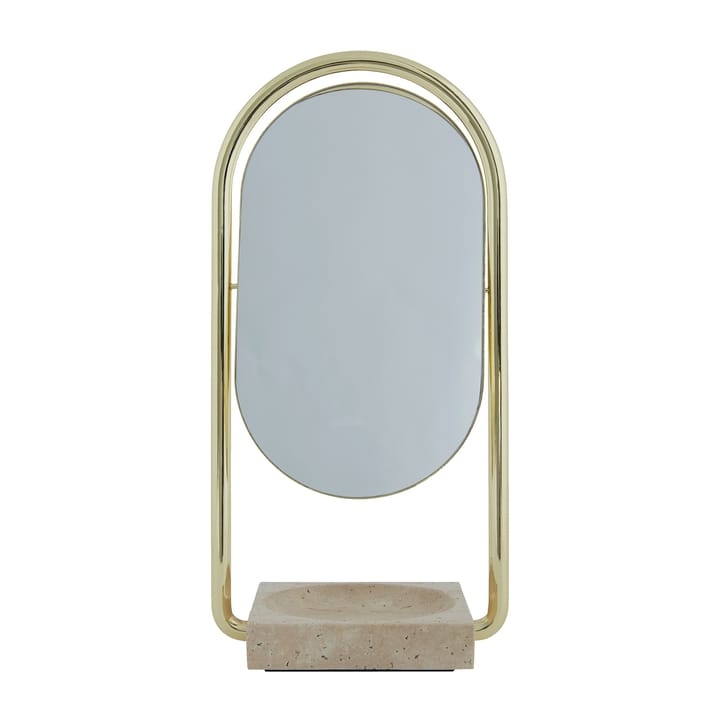 ANGUI bordspejl 17,2x35 cm - Gold/Travertine - AYTM