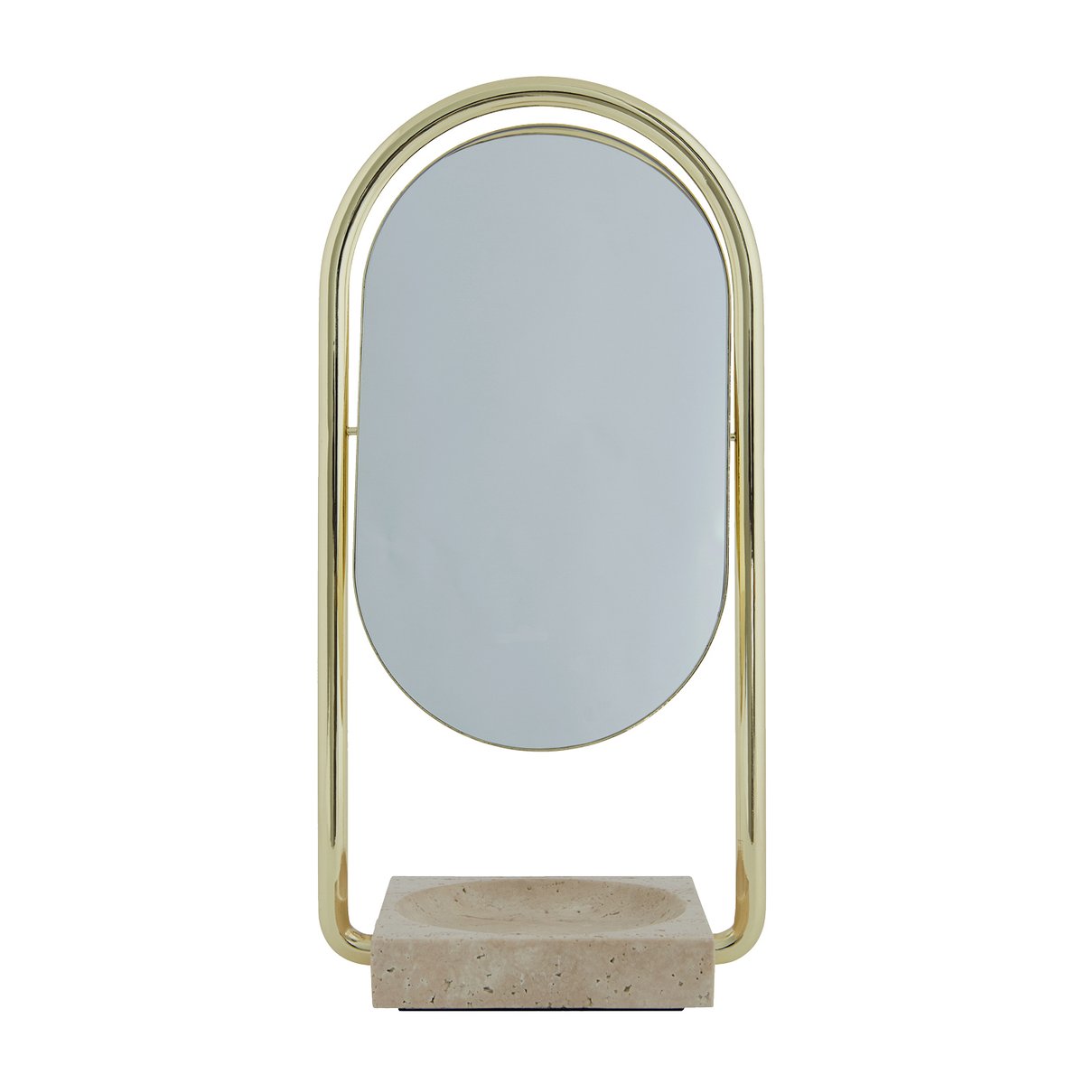 AYTM ANGUI bordspejl 17,2x35 cm Gold/Travertine | Skandinavisk Design | Bordspejle | Guld