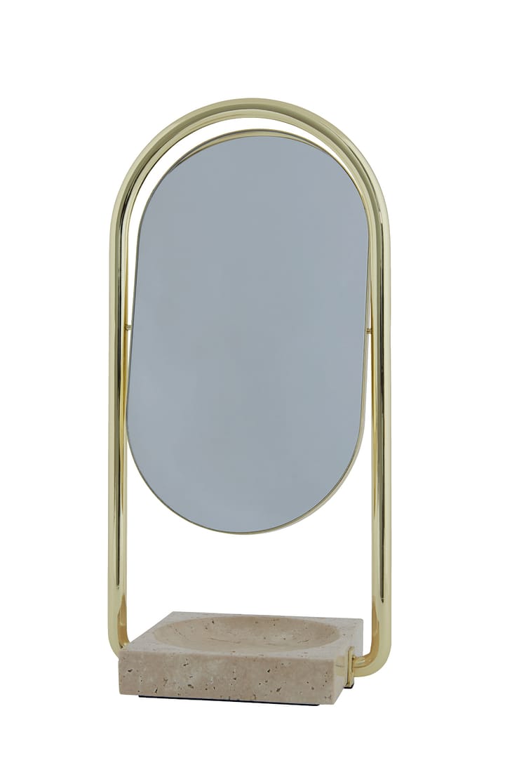 ANGUI bordspejl 17,2x35 cm, Gold/Travertine AYTM