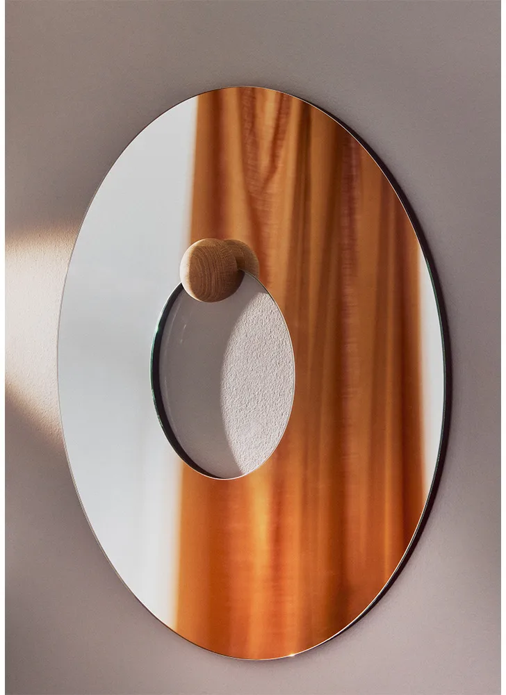 Castellum vægspejl Ø80 cm, Clear-oiled oak AYTM