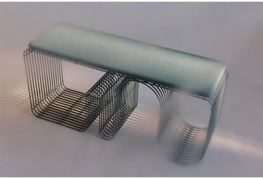 Curva siddebænk 100 cm, Dusty blue AYTM