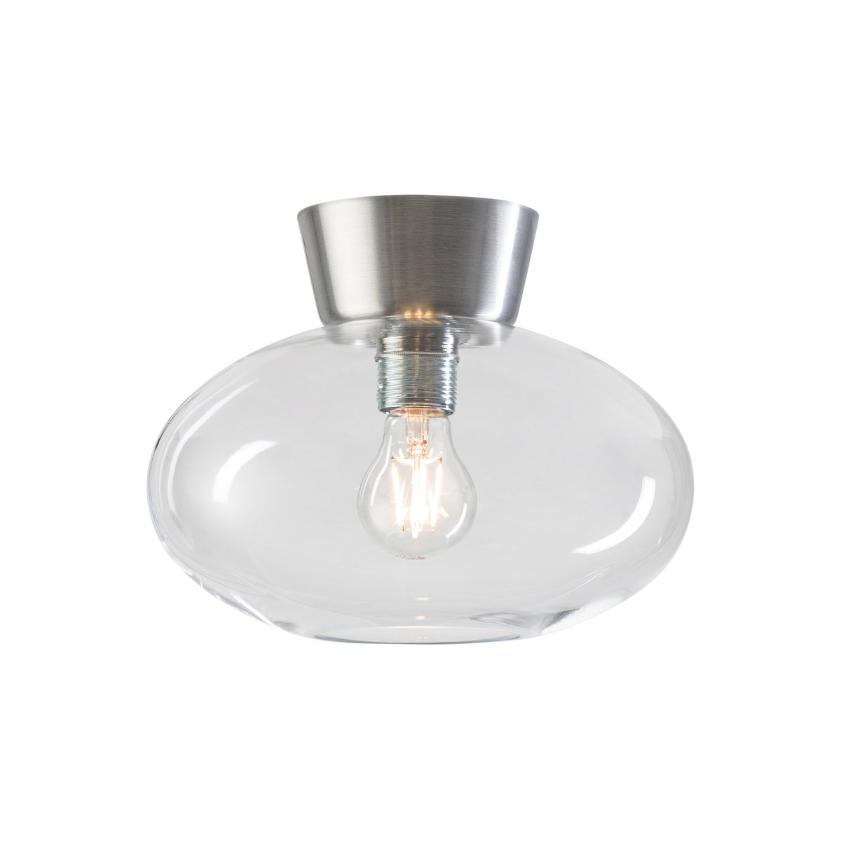 Belid Bullo plafond klart glas Ø27 cm Aluminium | Skandinavisk Design | Plafonder | Sølv