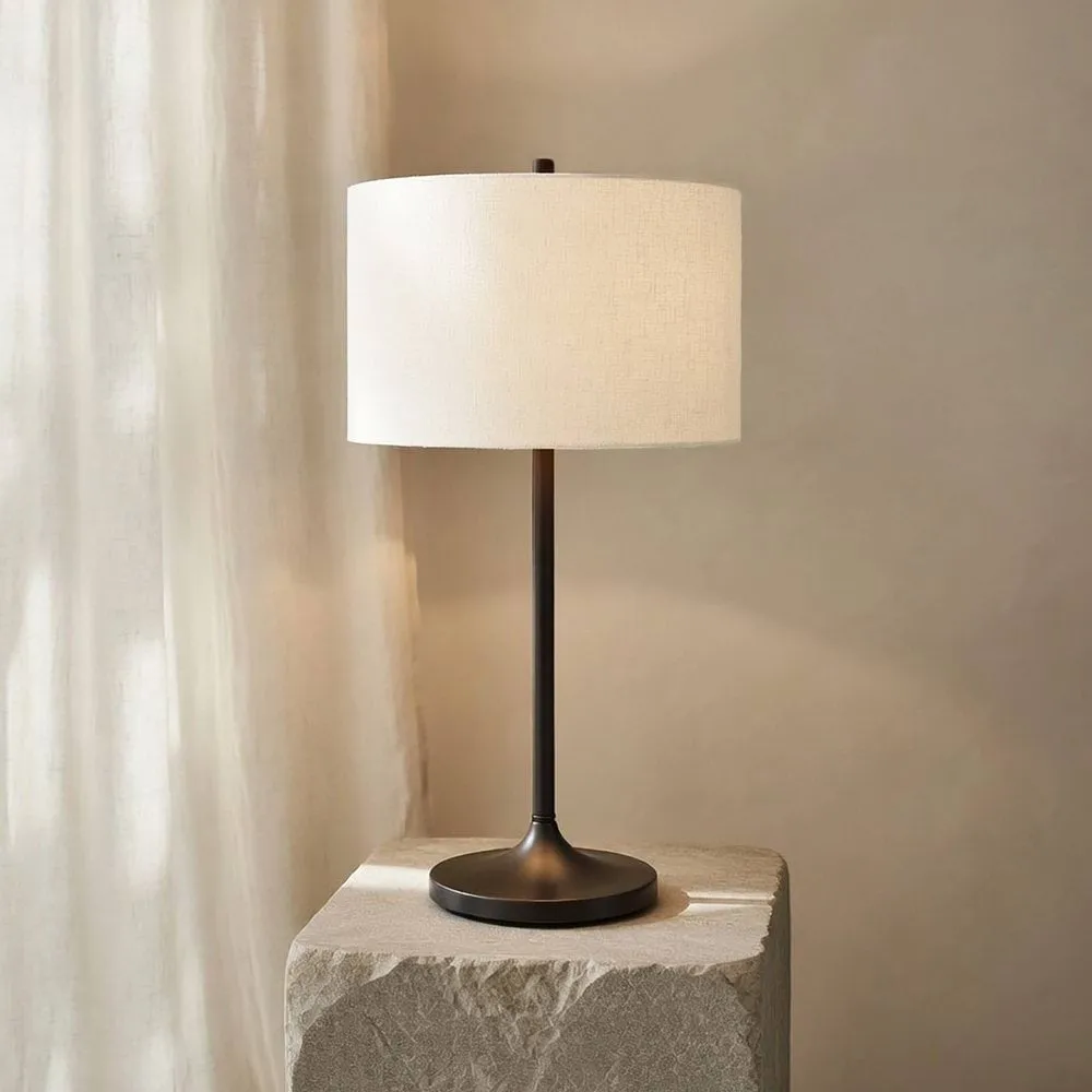 Soft bordlampe, Linned hvid-metallic bronze, Ø34x64 cm Belid