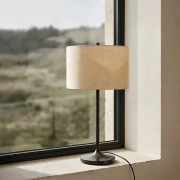 Soft bordlampe - Linned natur-metallic bronze, Ø34x64 cm - Belid
