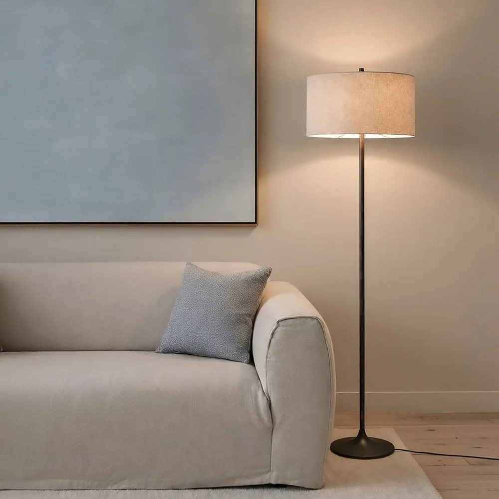 Soft gulvlampe, Linned naturel-metallic bronze, Ø44x149,5 cm Belid