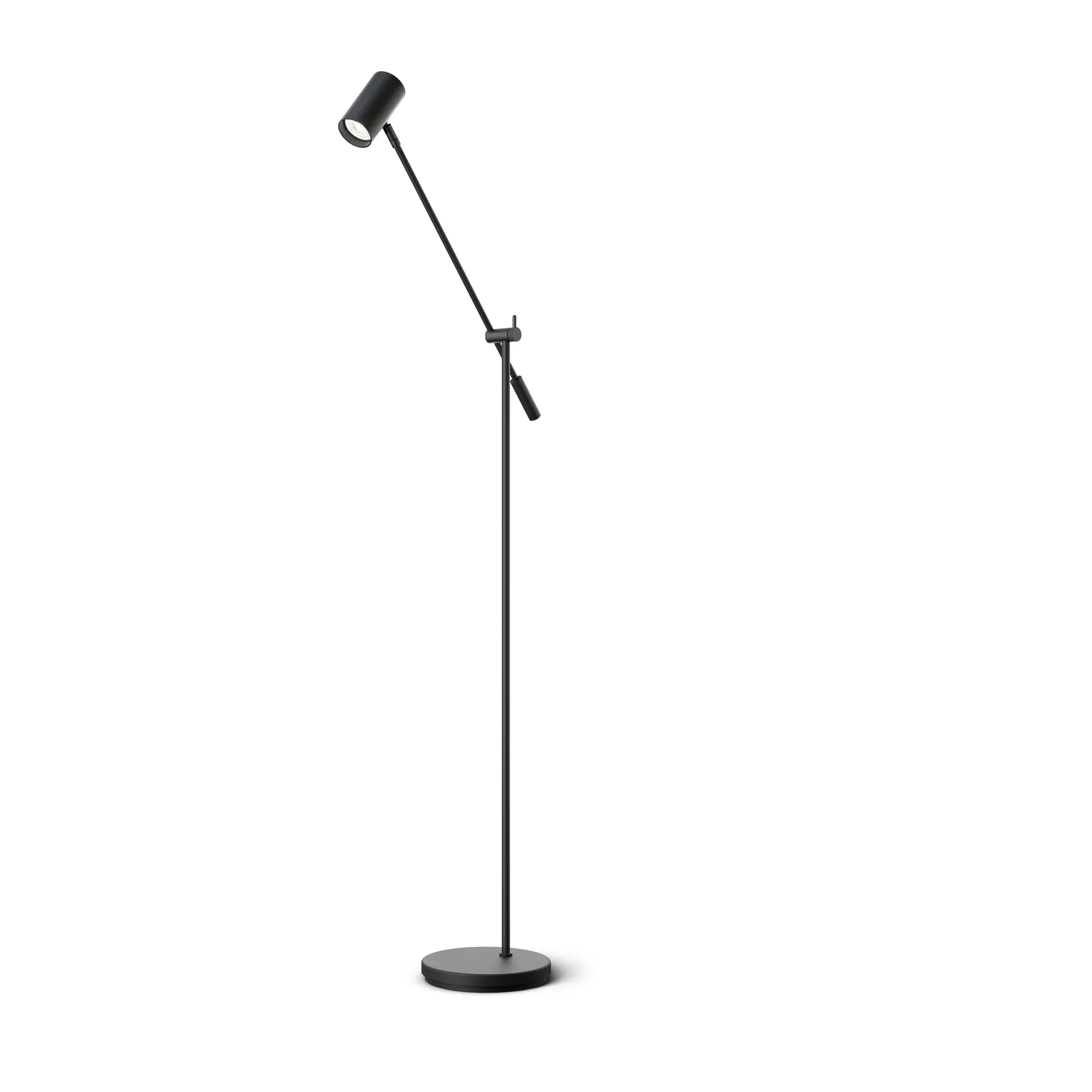 Tyson gulvlampe vippearm Ø19,8 cm, Sort struktur Belid