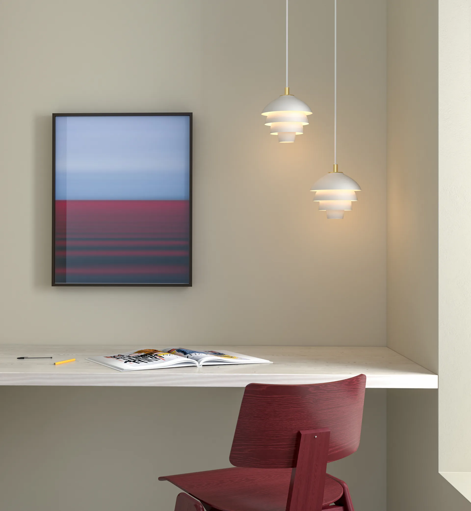 Valencia pendel Ø18, Mat hvid-messing Belid