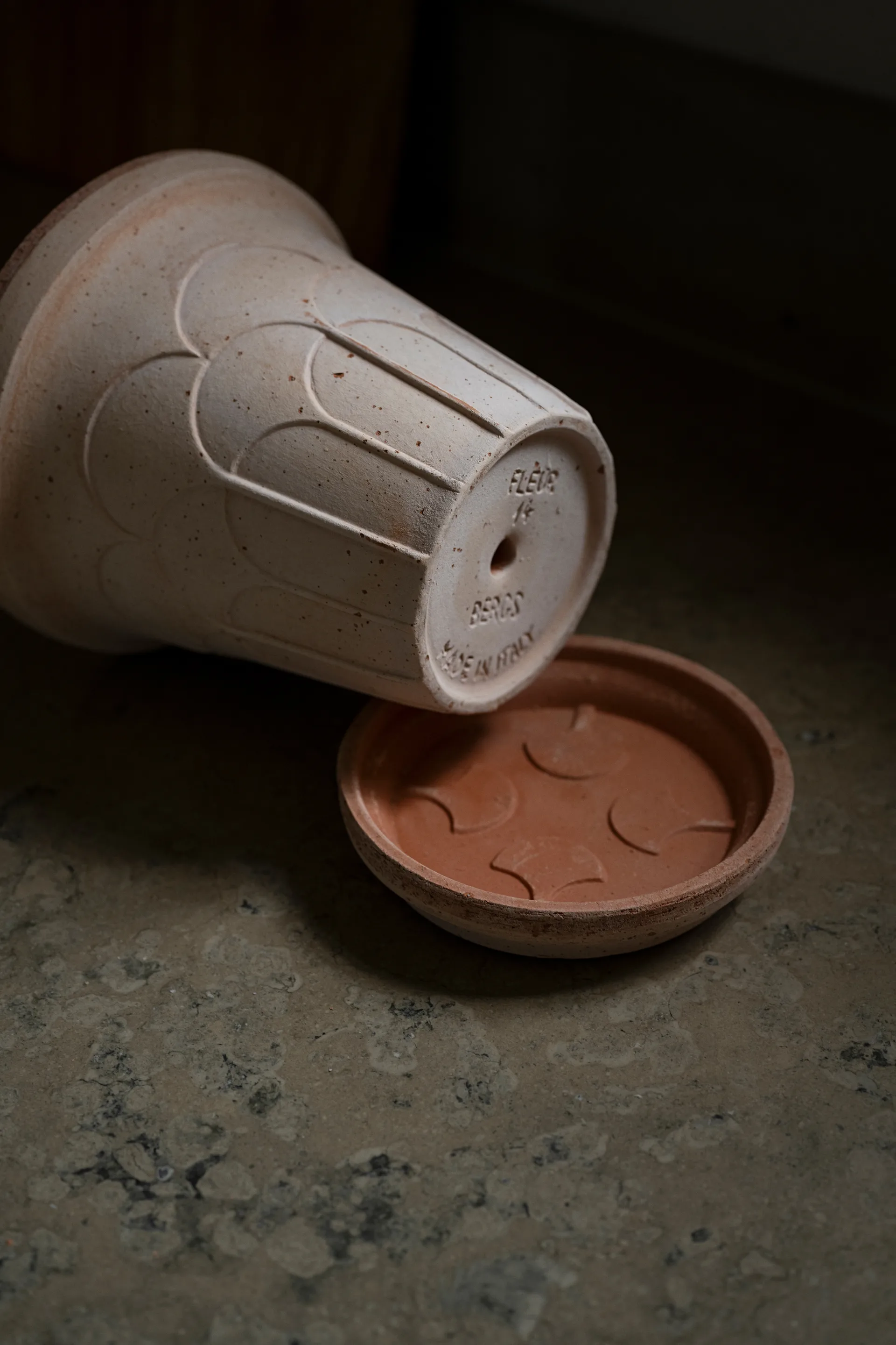 Fleur krukke med underskål 2 dele, Lyserød, Ø14 m Bergs Potter