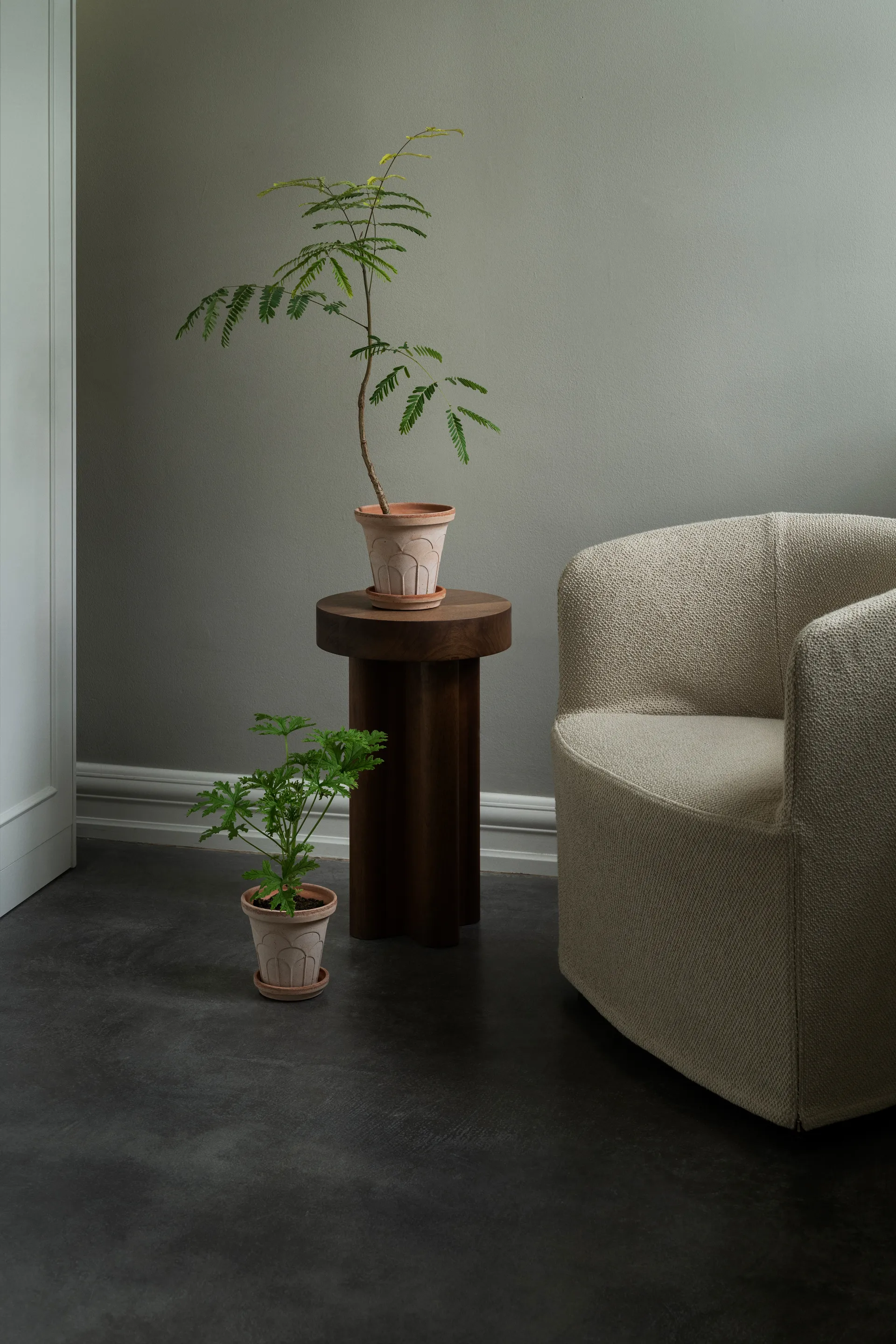 Fleur krukke med underskål 2 dele, Lyserød, Ø14 m Bergs Potter