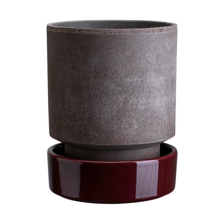 Hoff krukke - Ø16 cm, Raw Grey-Deep Burgundy - Bergs Potter