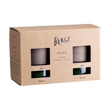 Hoff krukke 2-pak - Ø8 cm, Raw Grey-Emerald Green - Bergs Potter
