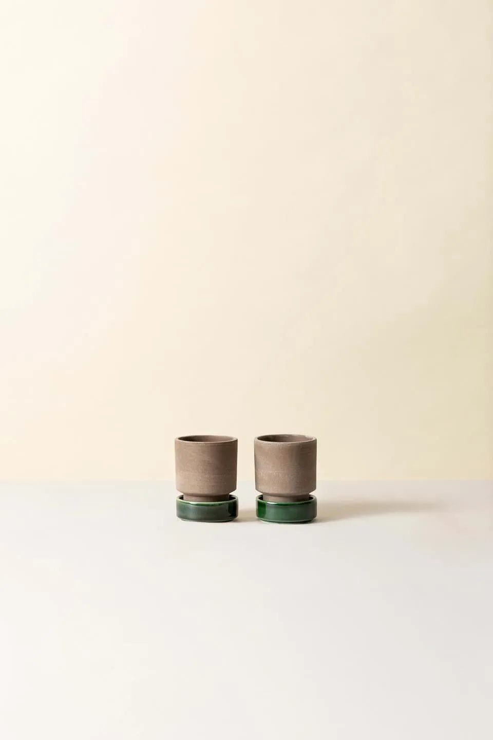 Hoff krukke 2-pak, Ø8 cm, Raw Grey-Emerald Green Bergs Potter