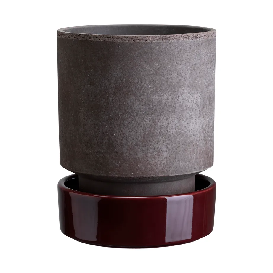 Bergs Potter Hoff urtepotte Ø16 cm, Raw Grey-Deep Burgundy (grå-rød)