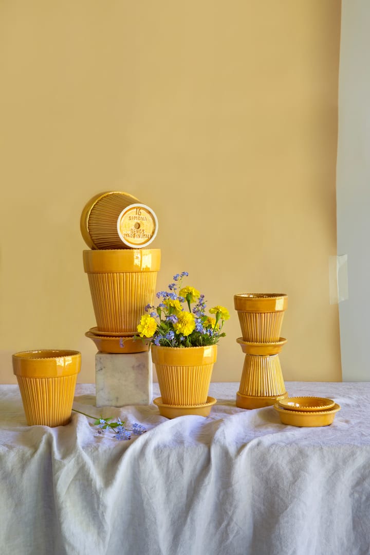 Simona krukke glaseret Ø18 cm - Yellow - Bergs Potter