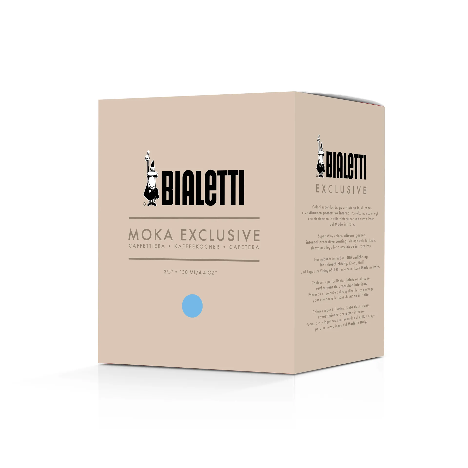 Bialetti eksklusiv mokkakande, Lyseblå, 3 kopper Bialetti
