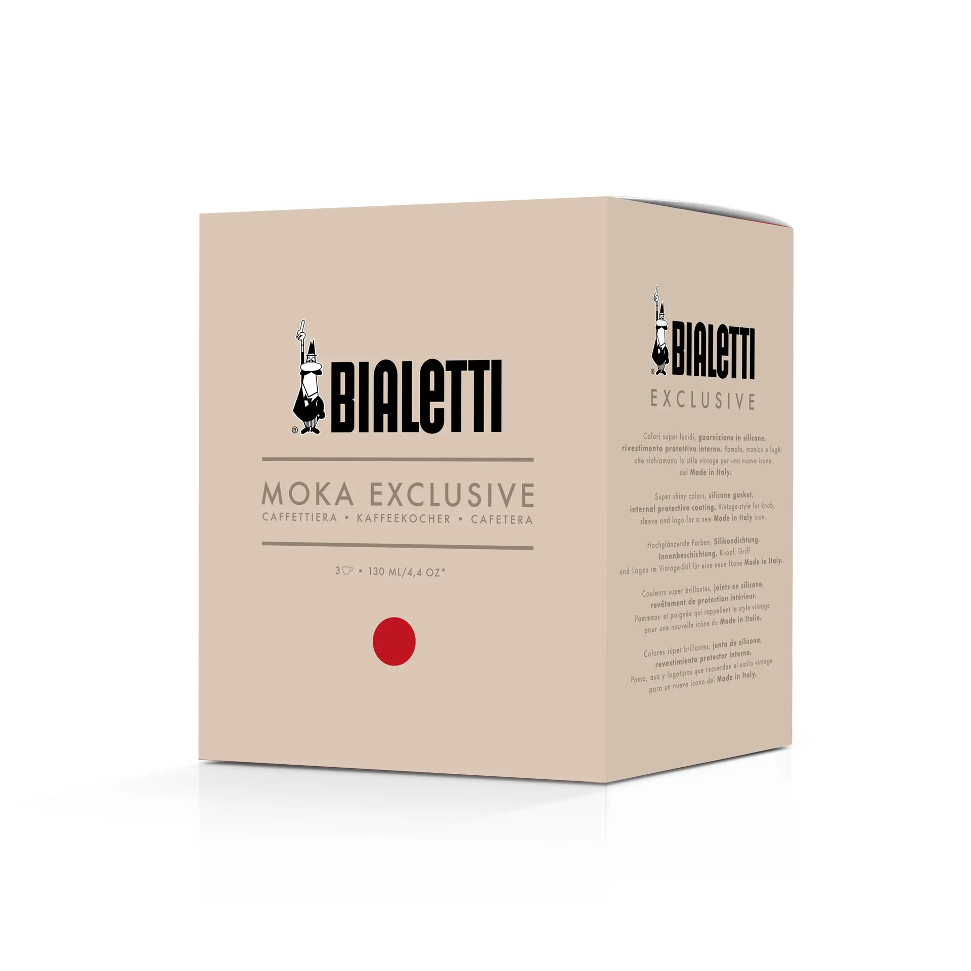 Bialetti eksklusiv mokkakande, Rød, 3 kopper Bialetti