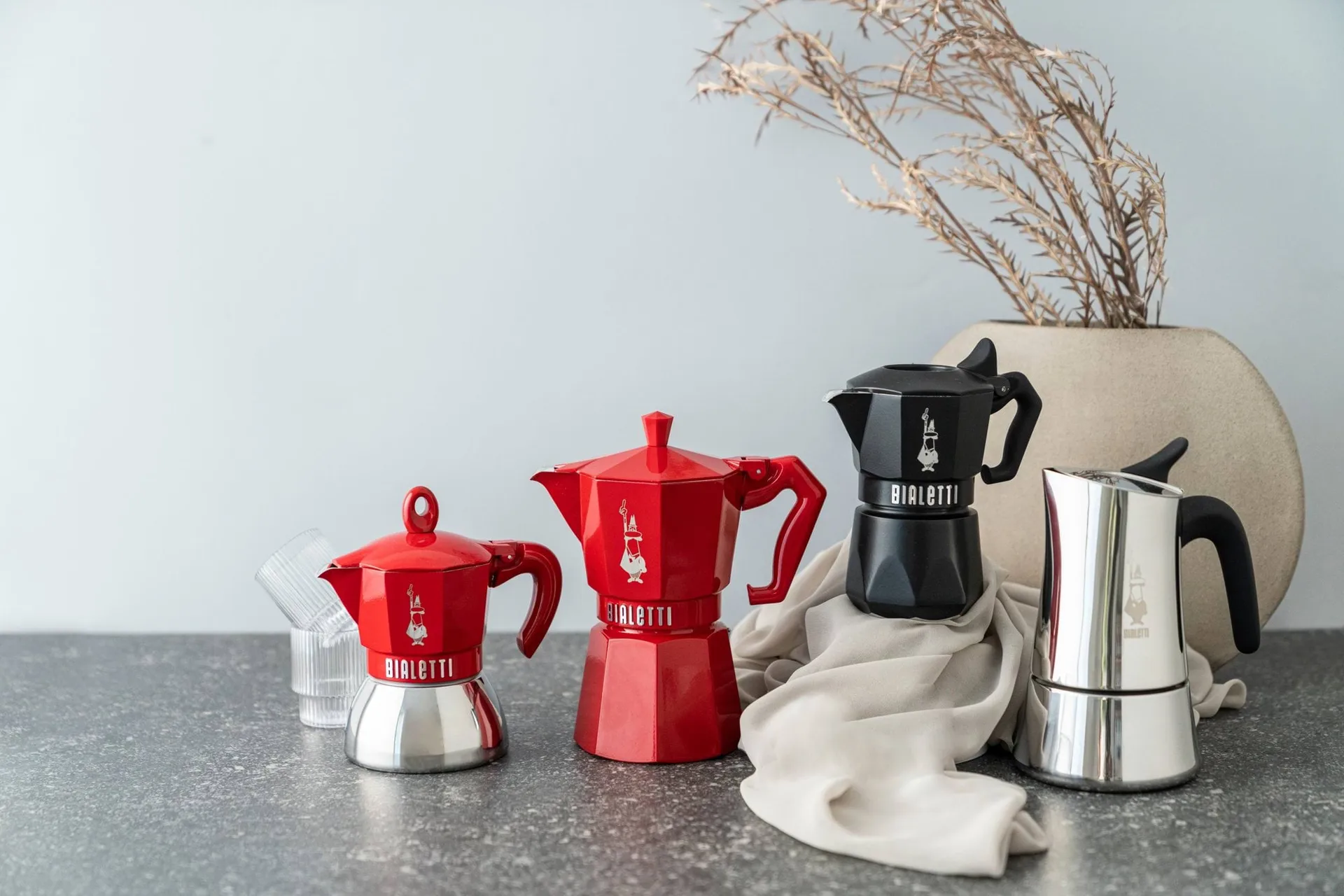 Bialetti eksklusiv mokkakande, Rød, 3 kopper Bialetti